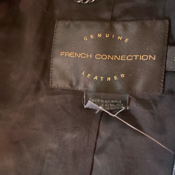 Genuine leather French Connection puff sleeve crop blazer - Picture 3 of 3